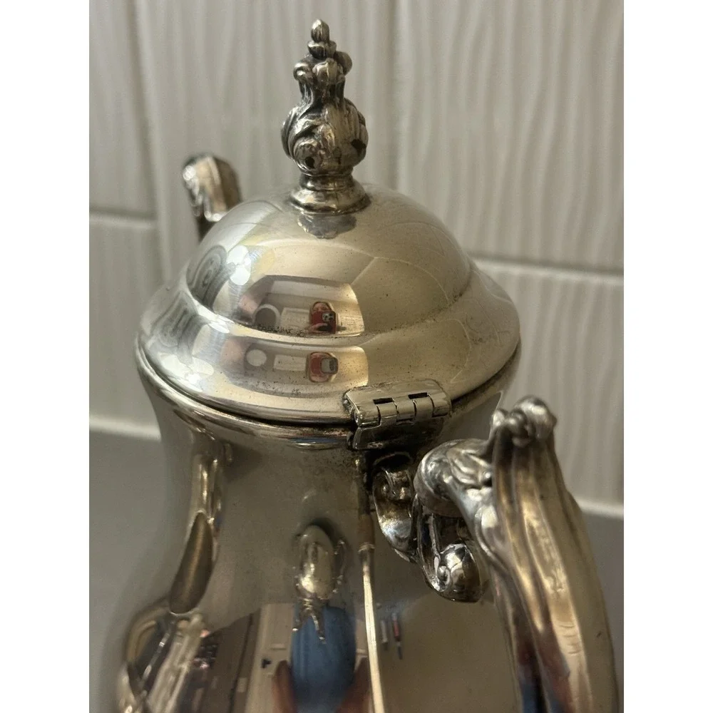 Vintage FB Rogers Silverplate Tea Coffee Pot Sugar Creamer W/ Lid Ornate Set 3